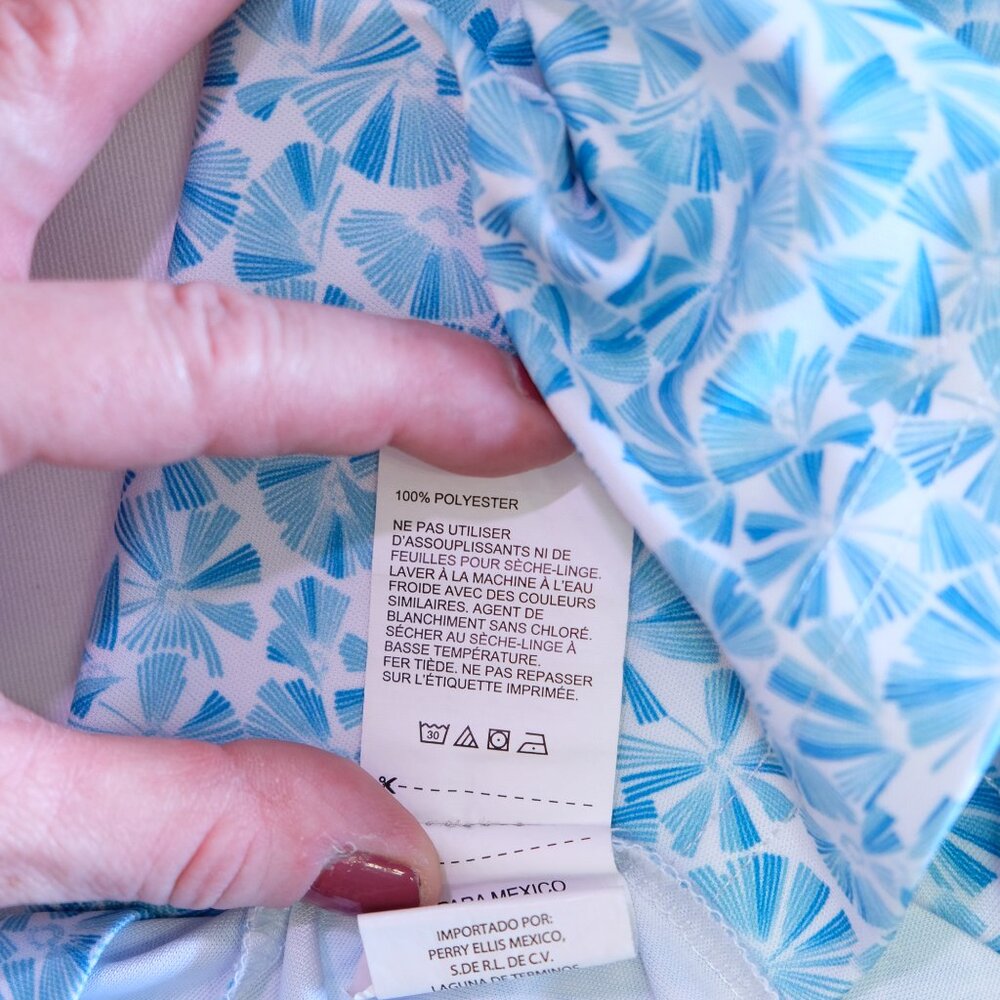 PGA Tour Performance Women's Golf Polo Blue White Print Short Sleeve, Size XL - Picture 8 of 10